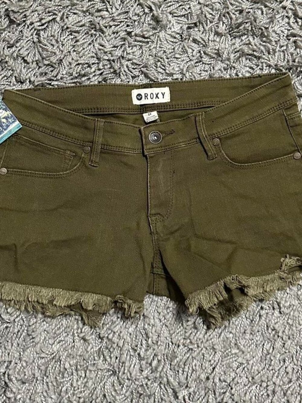 NWT Roxy Green Boho Cut Off Shorts Size 26